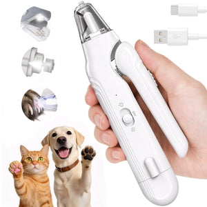 Pink electric dog and cat nail trimmer with LED light and safety guard