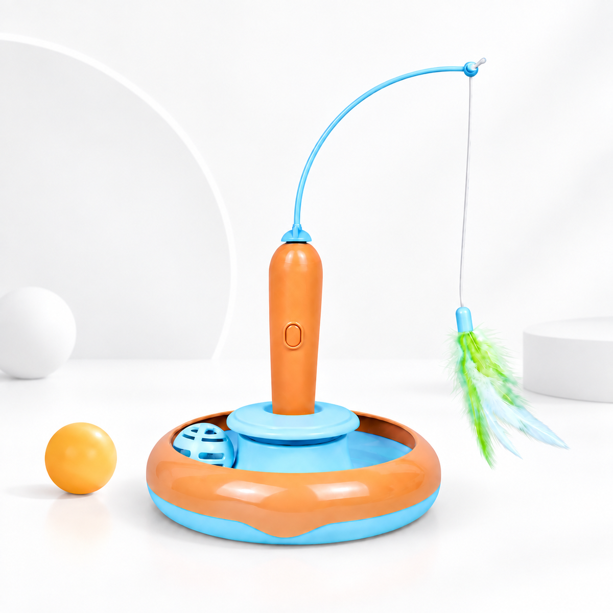 2-in-1 Cat Turntable Feather Toy