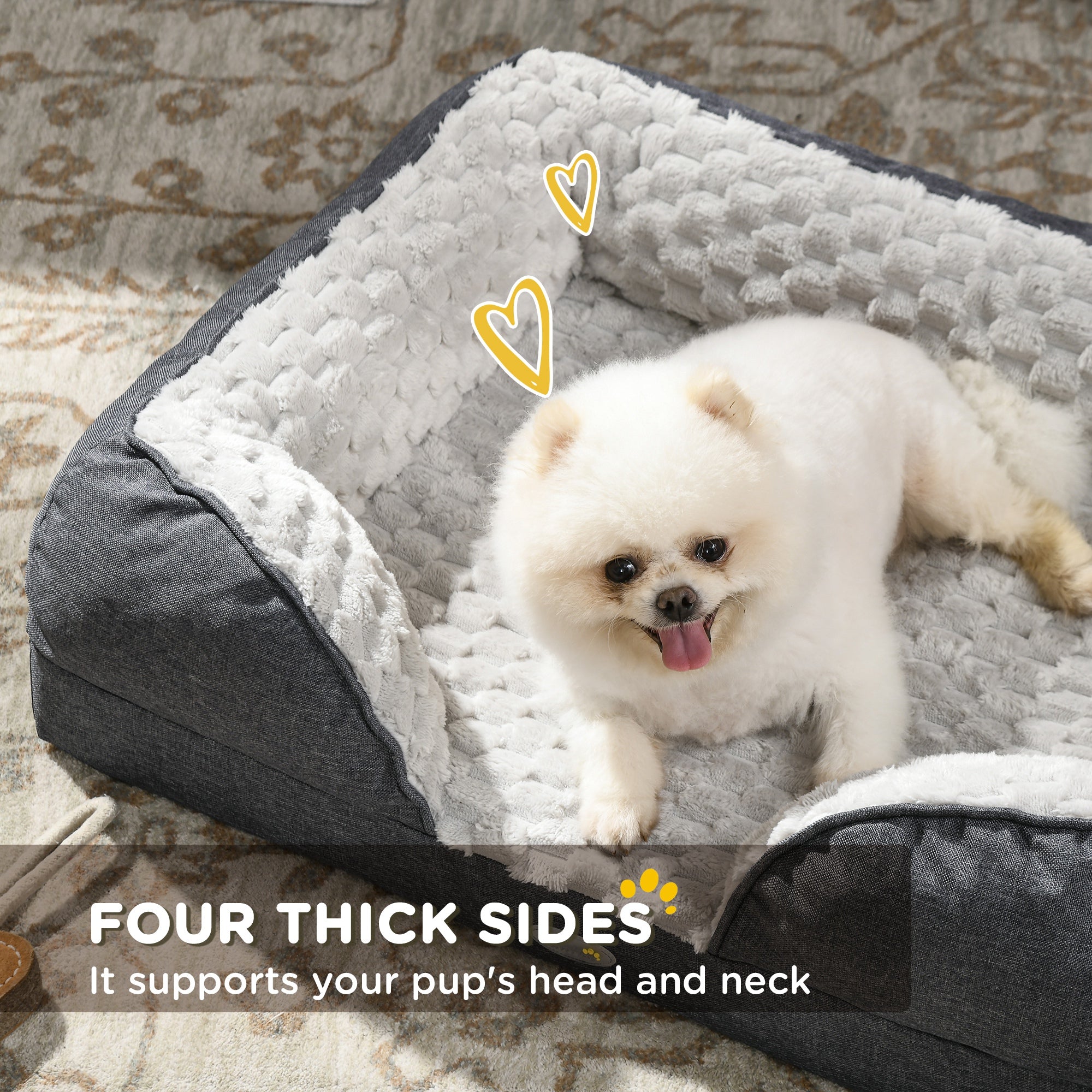 Aevvon bolster dog bed supporting head and neck