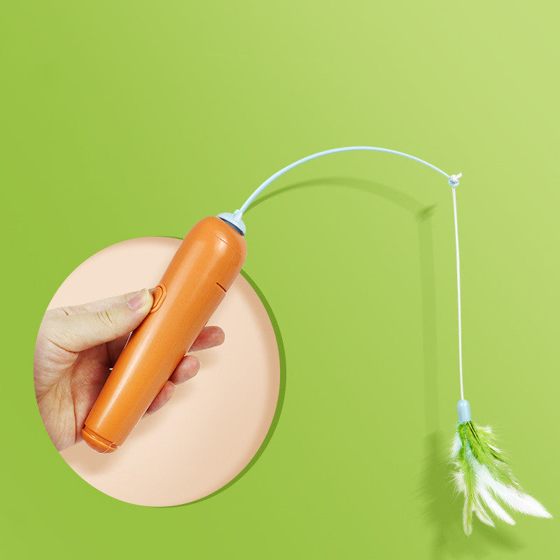 Aevvon spinning cat toy with feather and chase ball