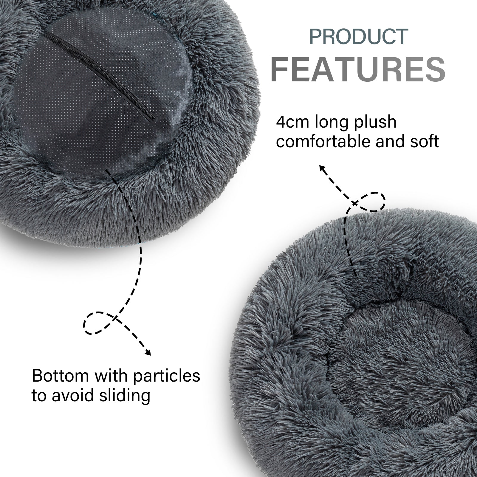 Aevvon plush dog bed with anti slip particle bottom