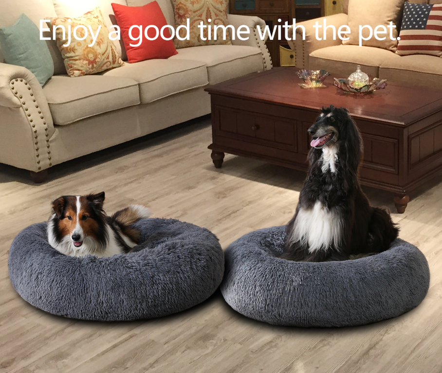 Aevvon fluffy donut bed for dogs enjoying comfort