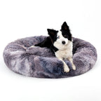 Aevvon calming donut dog bed with long plush fur