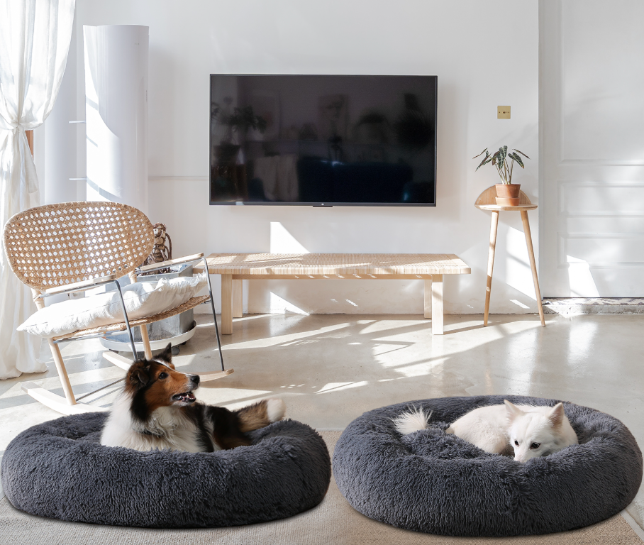 Aevvon soft round dog bed for living room