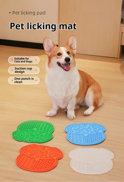 Dog licking mat with suction cups for anxiety relief, slow feeder pad for dogs and cats