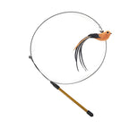 Close-up of the orange bird-shaped feather refill attachment for the Aevvon cat wand toy