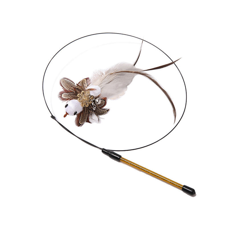 Aevvon cat wand toy flower-shaped feather refill attachment for interactive play
