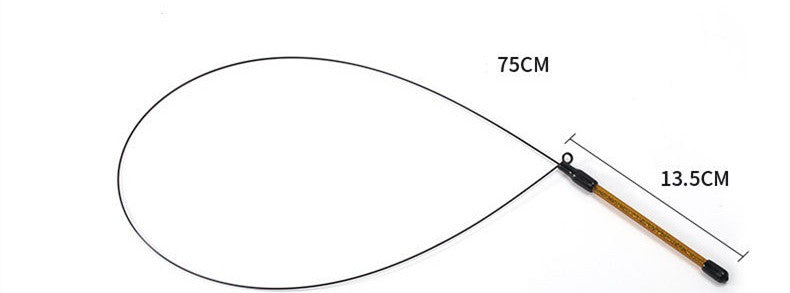 Aevvon cat wand toy size chart: 75cm flexible line with 13.5cm handle